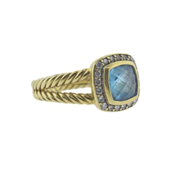 David Yurman 18k Gold Diamond Topaz Ring - Picture 2 of 3